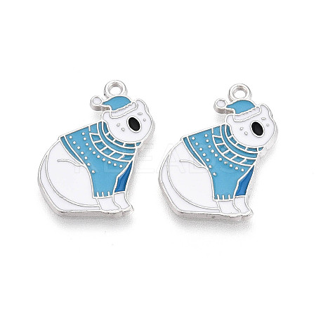 Rack Plating Alloy Enamel Bear Pendants ENAM-T024-73A-P-1