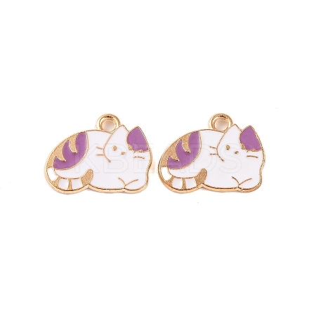 Light Gold Plated Alloy Enamel Pendants ENAM-Z017-13KCG-02-1