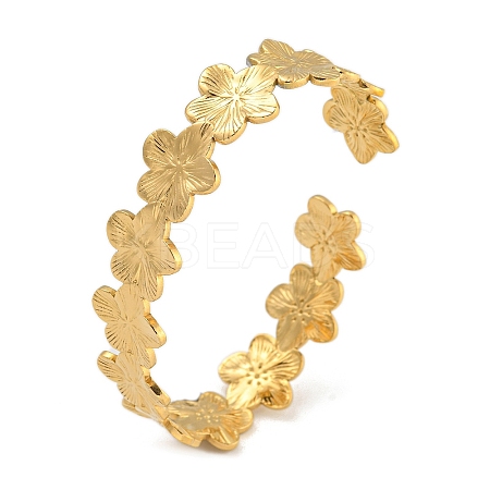 Real 18K Gold Plated 304 Stainless Steel Cuff Bangles LS-BJEW-L695-001G-04-1