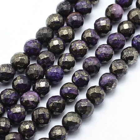 Dyed Natural Pyrite Beads Strands G-F582-C02-1