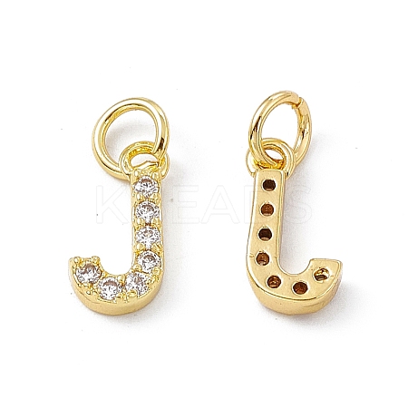 Real 18K Gold Plated Brass Micro Pave Clear Cubic Zirconia Charms KK-E068-VB452-J-1
