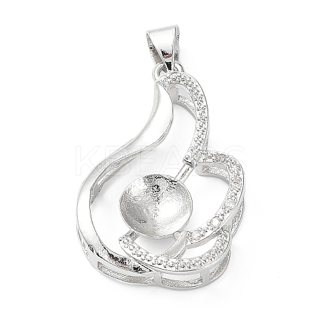 Platinum Plated Brass Pendant Cabochon Settings LS-KK-Q776-01P-06-1