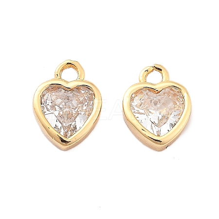 Brass Micro Pave Clear Cubic Zirconia Charms KK-G516-26G-1