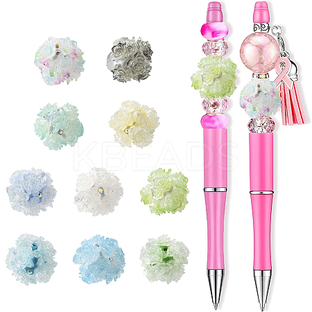 10Pcs 10 Colors Resin Beads RESI-FS0002-24A-1