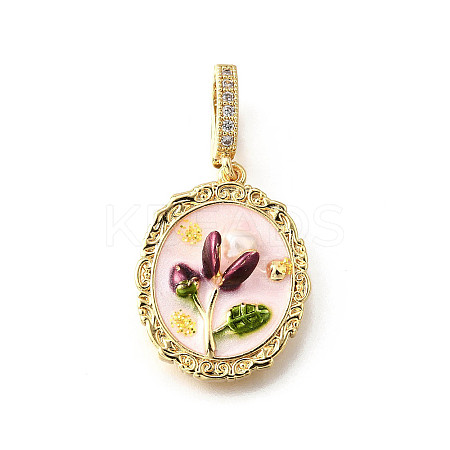 Brass Micro Pave Cubic Zirconia & Enamel Pendants KK-R222-13G-03-1