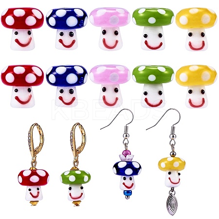 10Pcs 5 Colors Handmade Lampwork Beads GLAA-SZ0001-80-1