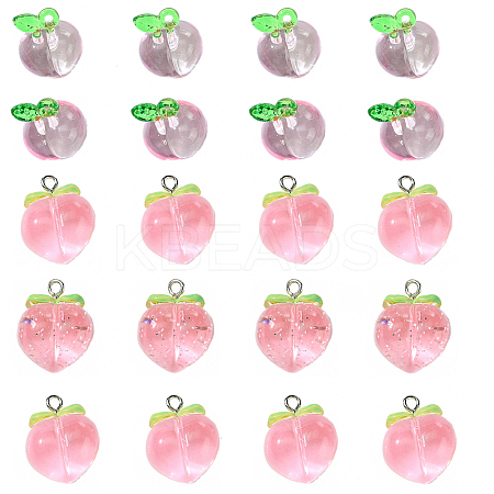6Pcs 3 Styles Transparent Resin Fruit Pendants FIND-YW0005-65-1