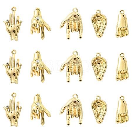 30Pcs 5 Styles Alloy Rhinestone Pendants FIND-CJ0002-42-1