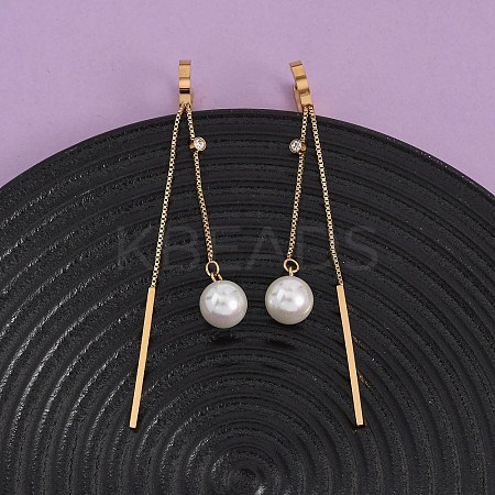 304 Stainless Steel Acrylic Imitation Pearl Hoop Earrings EJEW-F393-14G-1