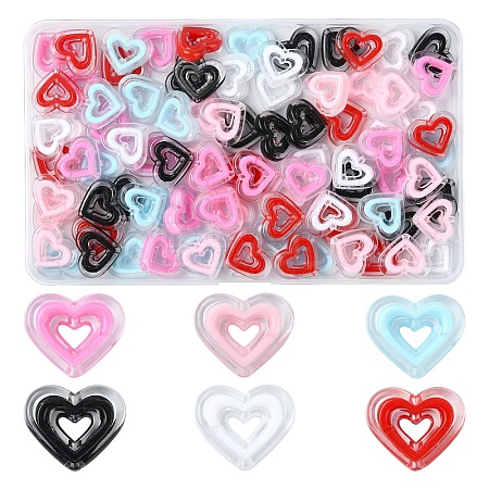 90Pcs 6 Colors Acrylic Beads SACR-YW0001-76-1