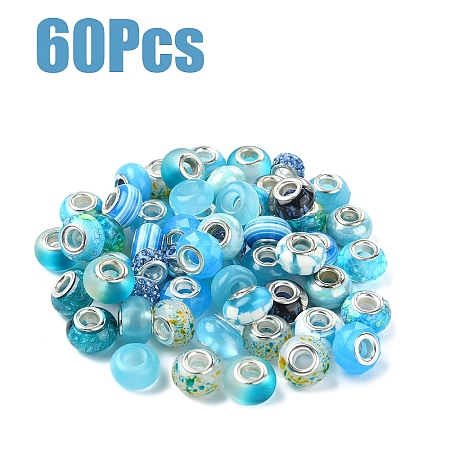 60Pcs 15 Styles Imitation Cat Eye Resin European Beads Sets DIY-YW0010-40-1