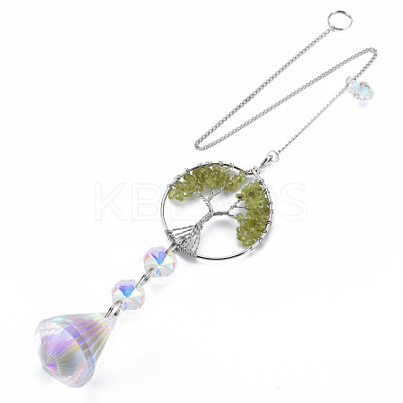 Natural Olive Quartz Big Pendants G-N333-009A-1