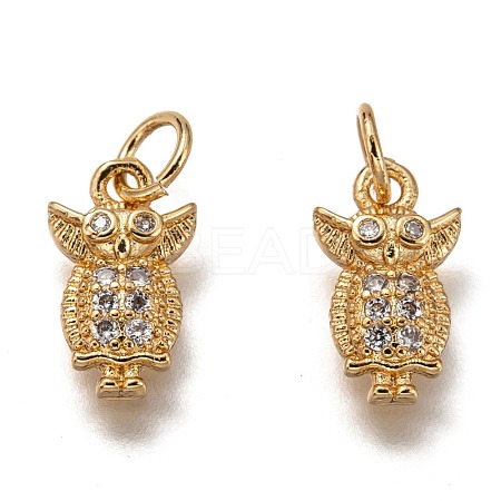 Brass Micro Pave Clear Cubic Zirconia Charms ZIRC-B002-54G-1