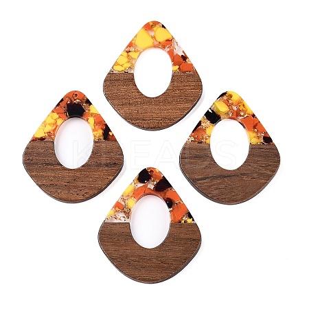Transparent Resin and Walnut Wood Pendants RESI-T057-07M-1