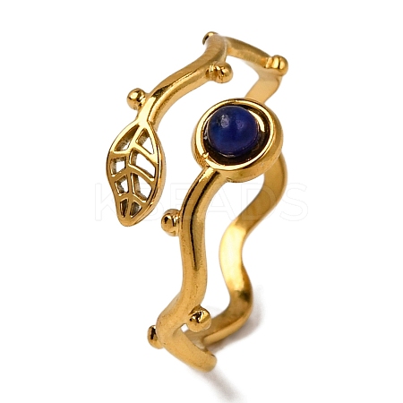 Natural Lapis Lazuli Finger Rings RJEW-Q822-36G-02-1