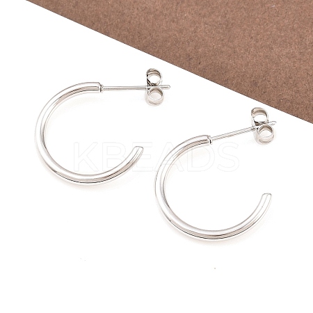 316 Stainless Steel C-Shaped Stud Earrings EJEW-D339-03P-1