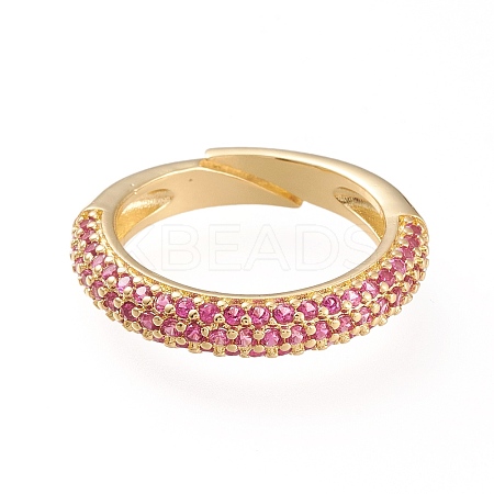 Adjustable Brass Micro Pave Cubic Zirconia Cuff Rings RJEW-L098-007C-G-1
