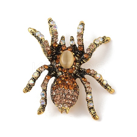 Holloween Spider Alloy Rhinestone Brooches JEWB-S023-02B-1