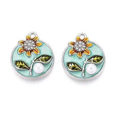 Rack Plating Alloy Rhinestone Enamel Pendants ENAM-N065-15P-1
