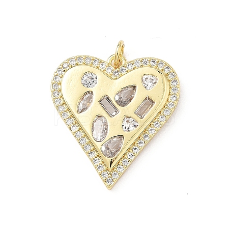 Brass Micro Pave Clear Cubic Zirconia Pendants KK-B141-38G-1