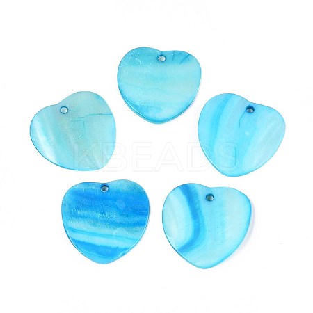 Dyed Natural Freshwater Shell Pendants SHEL-T020-58-1
