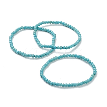 Synthetic Turquoise Beaded Stretch Bracelets BJEW-D446-A-18-1