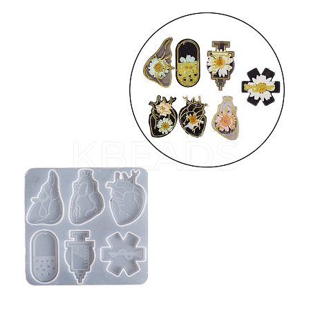 Medical Theme DIY Silicone Badge Reel Ornament Molds DIY-G079-05C-1
