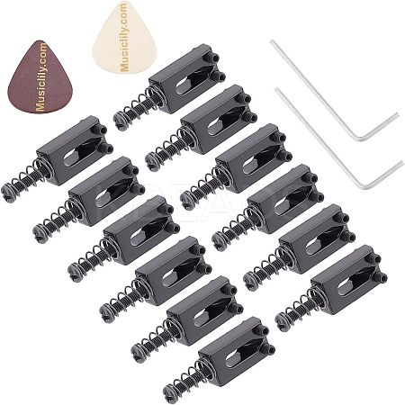 Alloy & Plastic Guitar Bridge Saddle with Spring Screws AJEW-FG0001-86-1