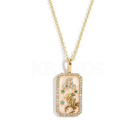 Brass Micro Pave Cubic Zirconia Rectangle with Constellation Pendant Necklaces PW-WG95654-05-1