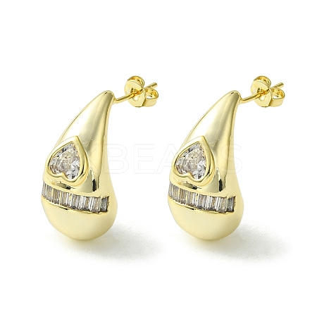 Brass with Cubic Zirconia Studs Earrings EJEW-K267-11G-1