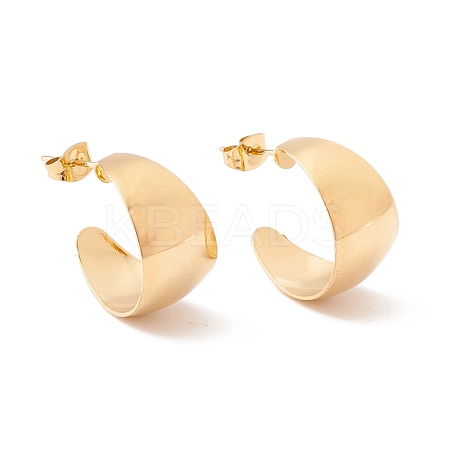 Ion Plating(IP) 304 Stainless Steel Chunky C-shape Stud Earrings EJEW-P198-10G-1