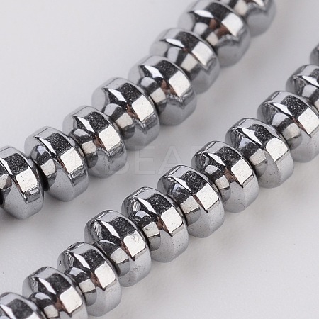Rondelle Electroplate Non-magnetic Synthetic Hematite Beads Strands G-L436-01B-1