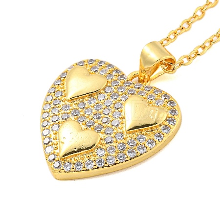 Brass Micro Pave Clear Cubic Zirconia Pendant Necklaces LS-NJEW-M220-01B-G-1