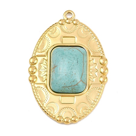 Bohemian Style 304 Stainless Steel with Synthetic Turquoise Pendants LS-STAS-G381-02G-04-1
