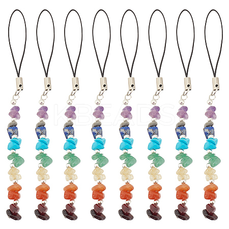 8Pcs Natural & Synthetic Gemstone Mobile Straps HJEW-MA00009-1