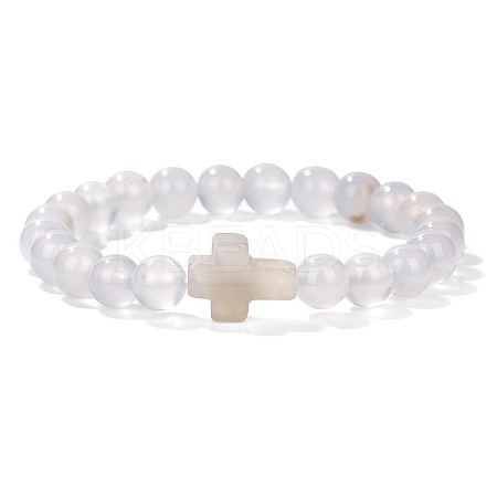 Natural Agate Round Beads Stretch Bracelets YG0612-19-1