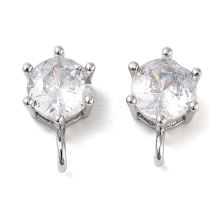 Brass Micro Pave Clear Cubic Zirconia Pendants KK-B102-11P-1