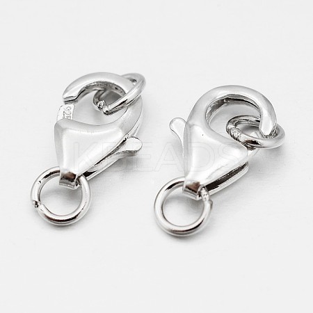 Anti-Tarnish Rhodium Plated 925 Sterling Silver Lobster Claw Clasps STER-O015-D-04-1