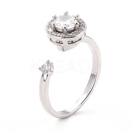 Flat Round Rotatable Open Ring for Women RJEW-M139-04P-1