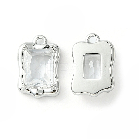 Brass Micro Pave Clear Cubic Zirconia Charms KK-L208-08P-1