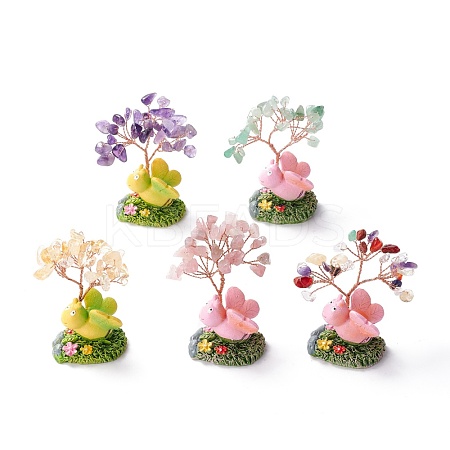 Natural Gemstone Chips & Resin Pedestal Display Decorations DJEW-A001-03-1