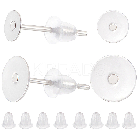 800Pcs 2 Styles  304 Stainless Steel Flat Round Blank Peg Stud Earring Findings FIND-BBC0003-52-1