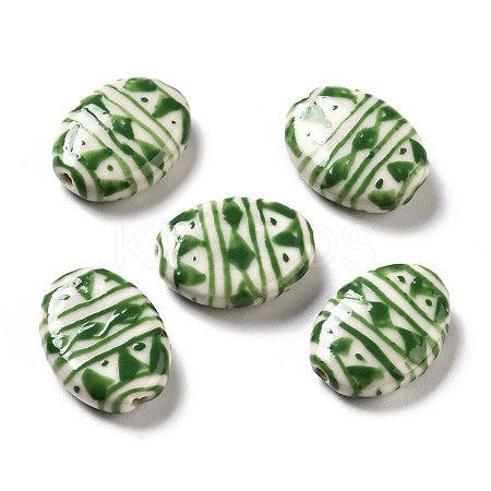 Handmade Printed Porcelain Beads PORC-F005-01B-1