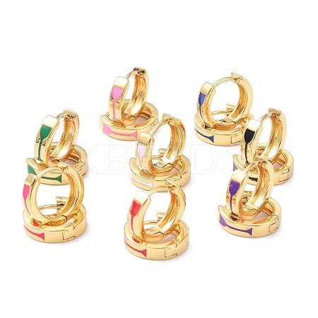 Brass Enamel Hoop Earrings KK-P205-15G-1