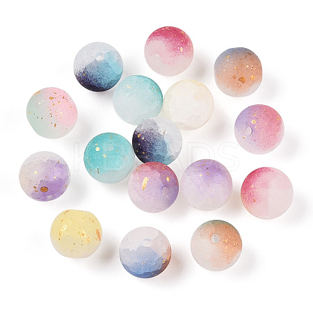 Frosted Baking Paint Crackle Glass Beads with Glitter Powder LS-DGLA-T004-8mm-01A-1