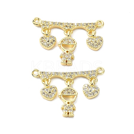 Rack Plating Brass Micro Pave Clear Cubic Zirconia Pendants KK-R157-12B-G-1