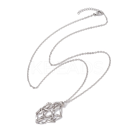 Crystal Stone Cage Pendant Necklaces NJEW-JN04758-03-1