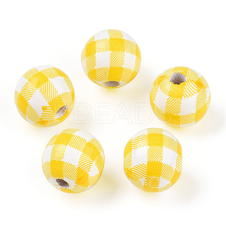 Printed Wood European Beads WOOD-G022-13G-1