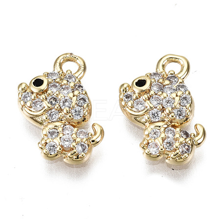 Brass Micro Pave Clear Cubic Zirconia Charms KK-T056-66G-NF-1
