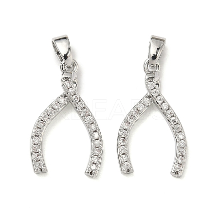 Brass Micro Pave Clear Cubic Zirconia Pendants KK-H254-13P-1